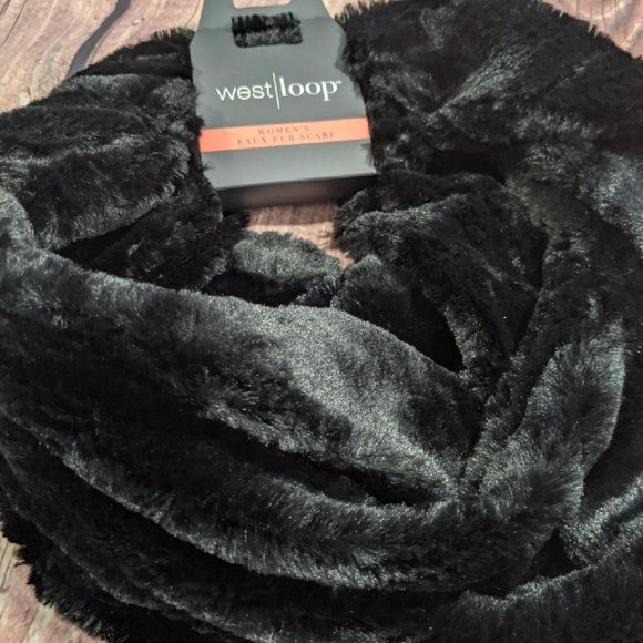 black faux fur infinity scarf nwt - Picture 2 of 6